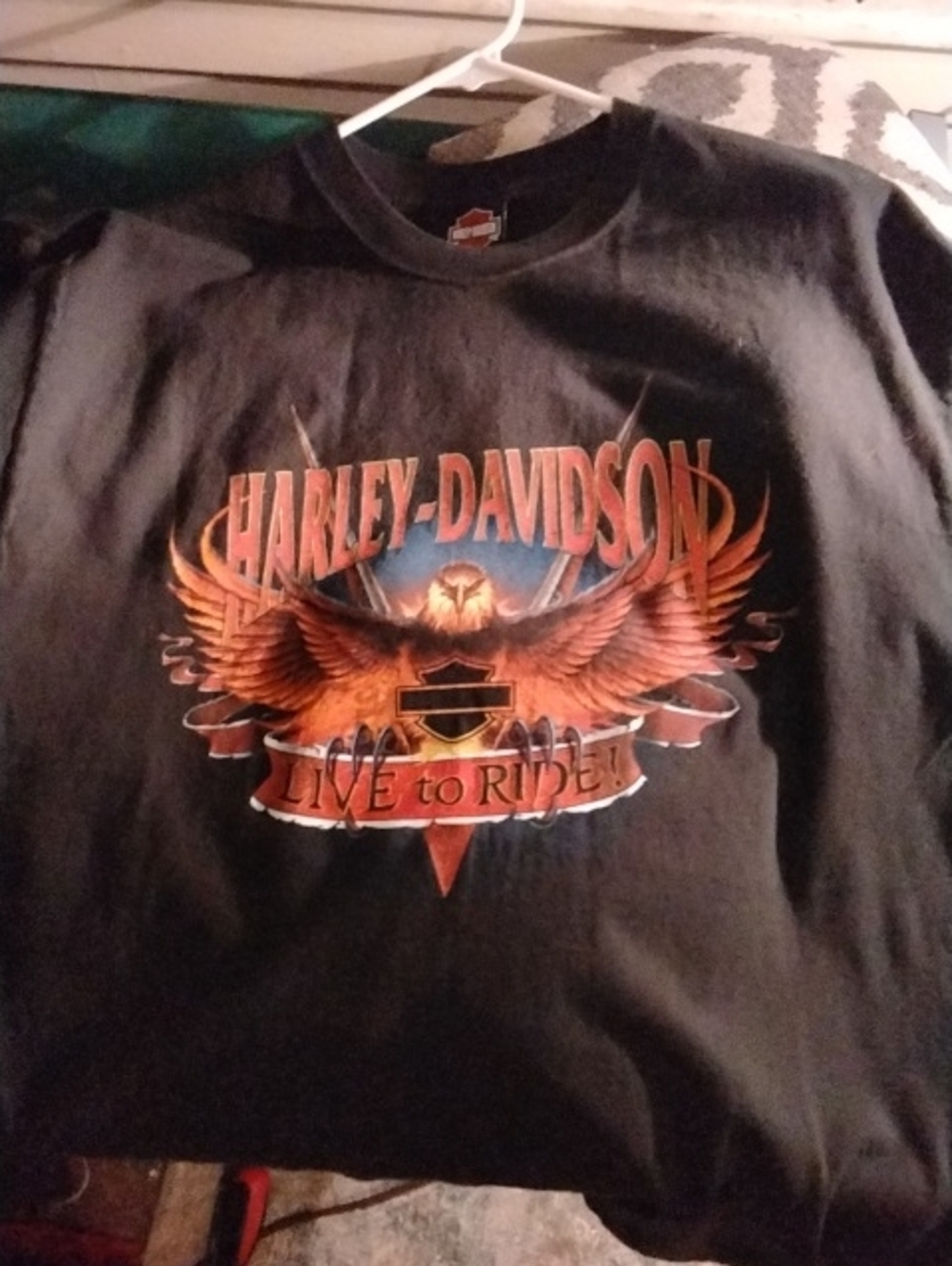 Harley-Davidson Black Tee with Orange Eagle St.Pertersburg FL. XL